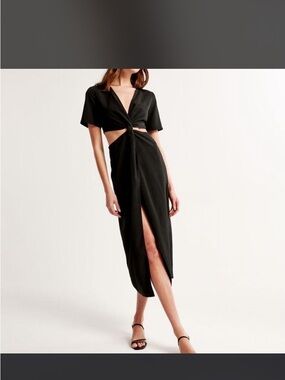 Abercrombie & Fitch Black Twist Cutout Midi Dress